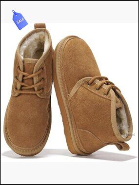 Genuine Leather Ankle Boots for Women Memory Foam Fur Lined Winter Snow Shoes